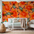 Orange Big Flowers Mural Wallpaper - room preview 04