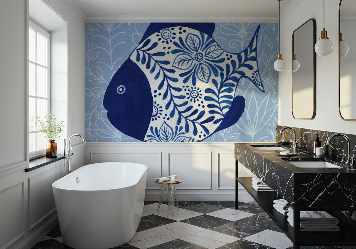 Coastal Chinoiserie II Mural Wallpaper - room preview 04