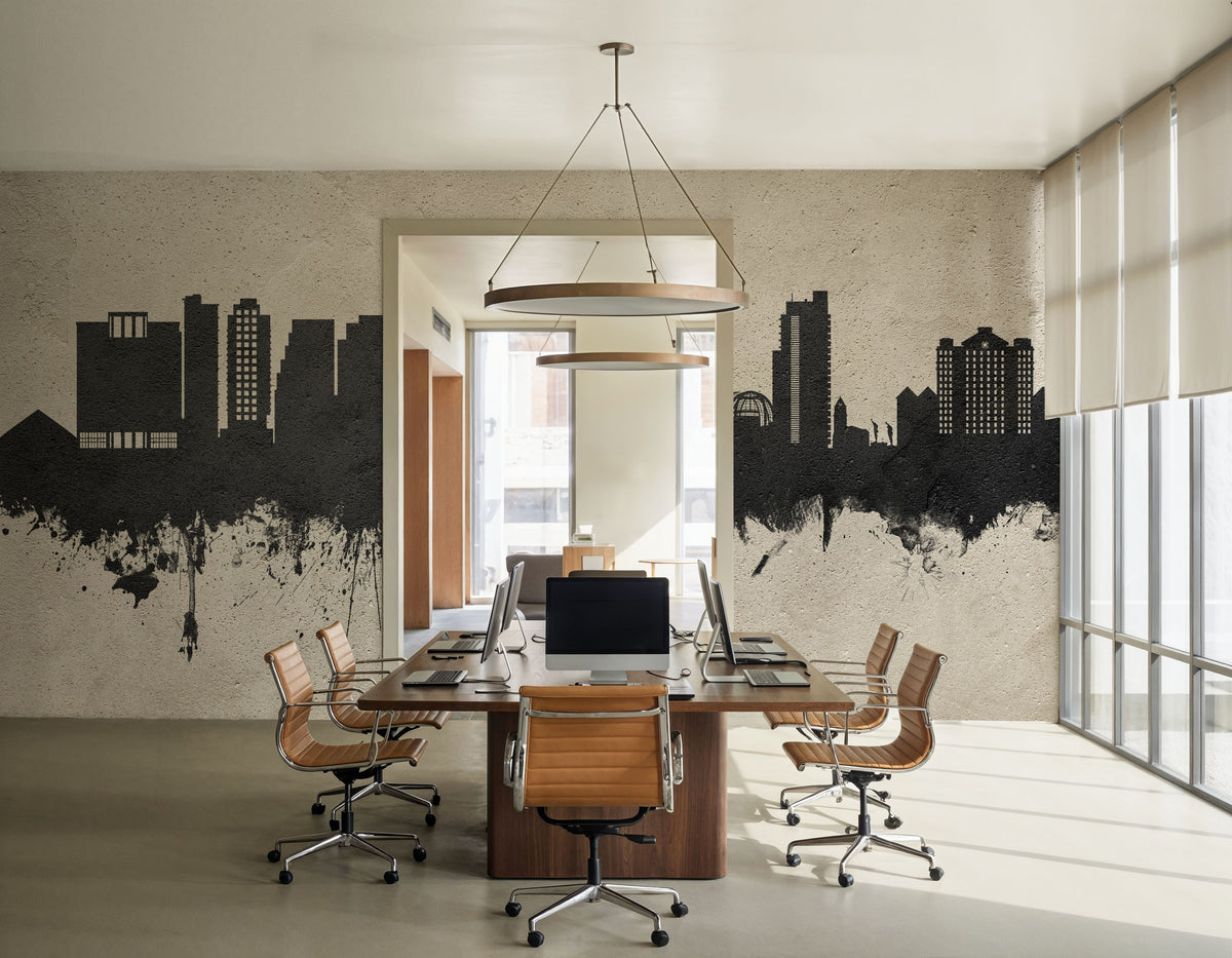 San Jose California Skyline Concrete Mural Wallpaper - room preview 04