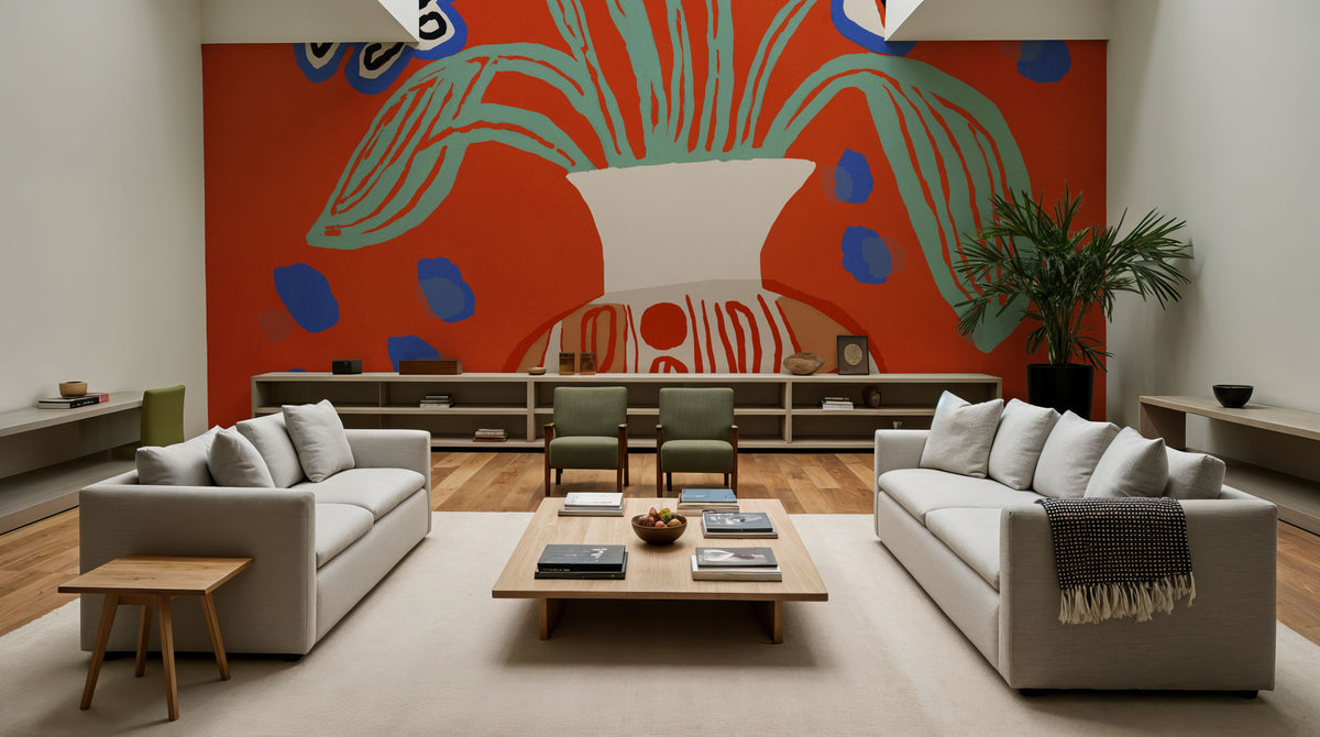 Naive Flower Still Life Mural Wallpaper - room preview 04