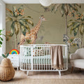 Whimsical Wildlife Sage Mural Wallpaper - room preview 04