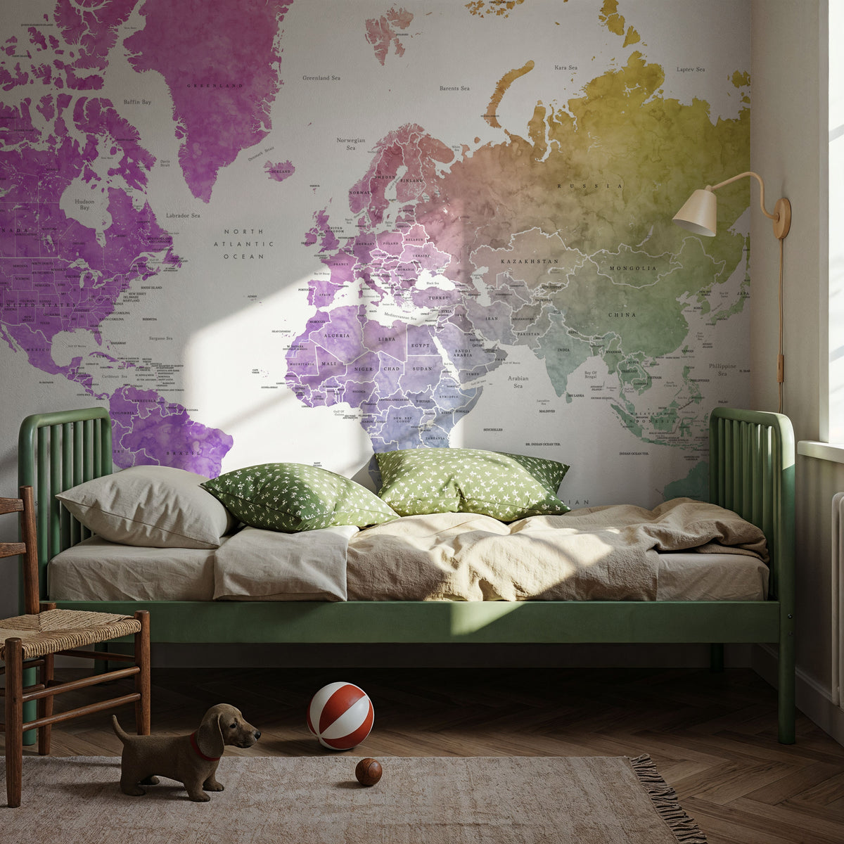 World Map - Leo Mural Wallpaper - room preview 04