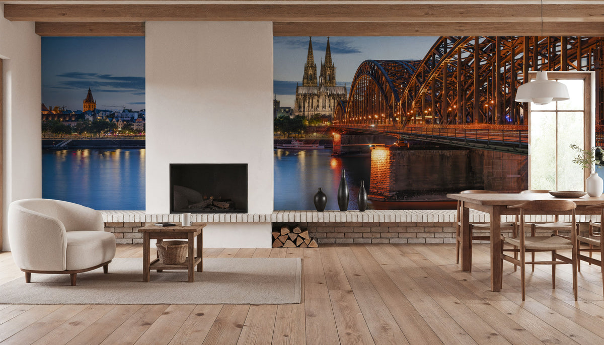 Hohenzollern Bridge Panorama Mural Wallpaper - room preview 04