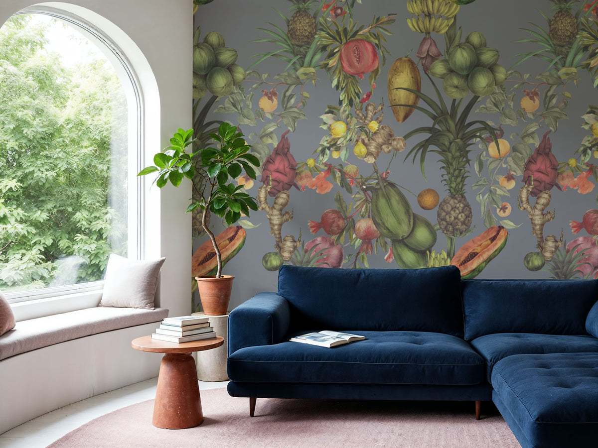 Juicy Fruits, French Blue Mural Wallpaper - room preview 04