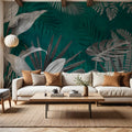 Frosty Leaves Mural Wallpaper - Cool Tone - room preview 04