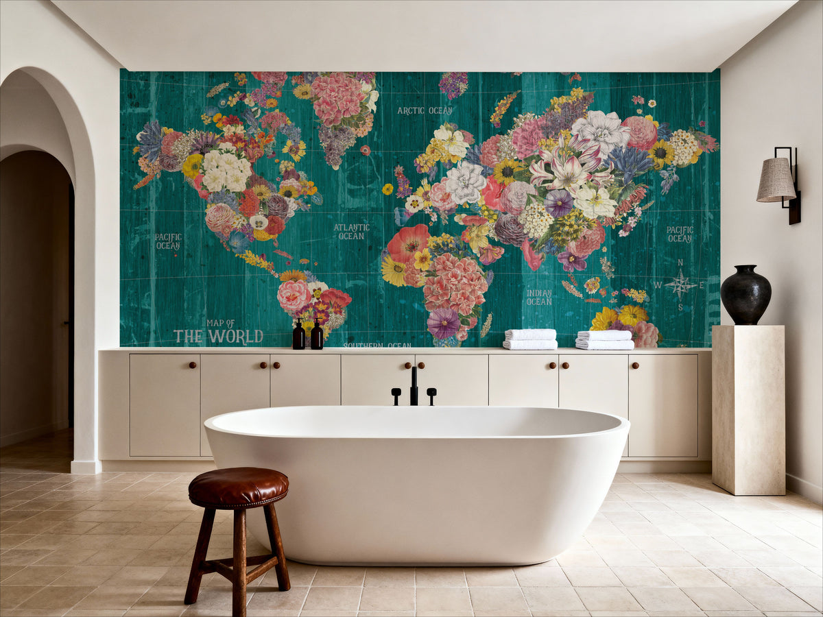 Dark Botanical World Mural Wallpaper - room preview 04