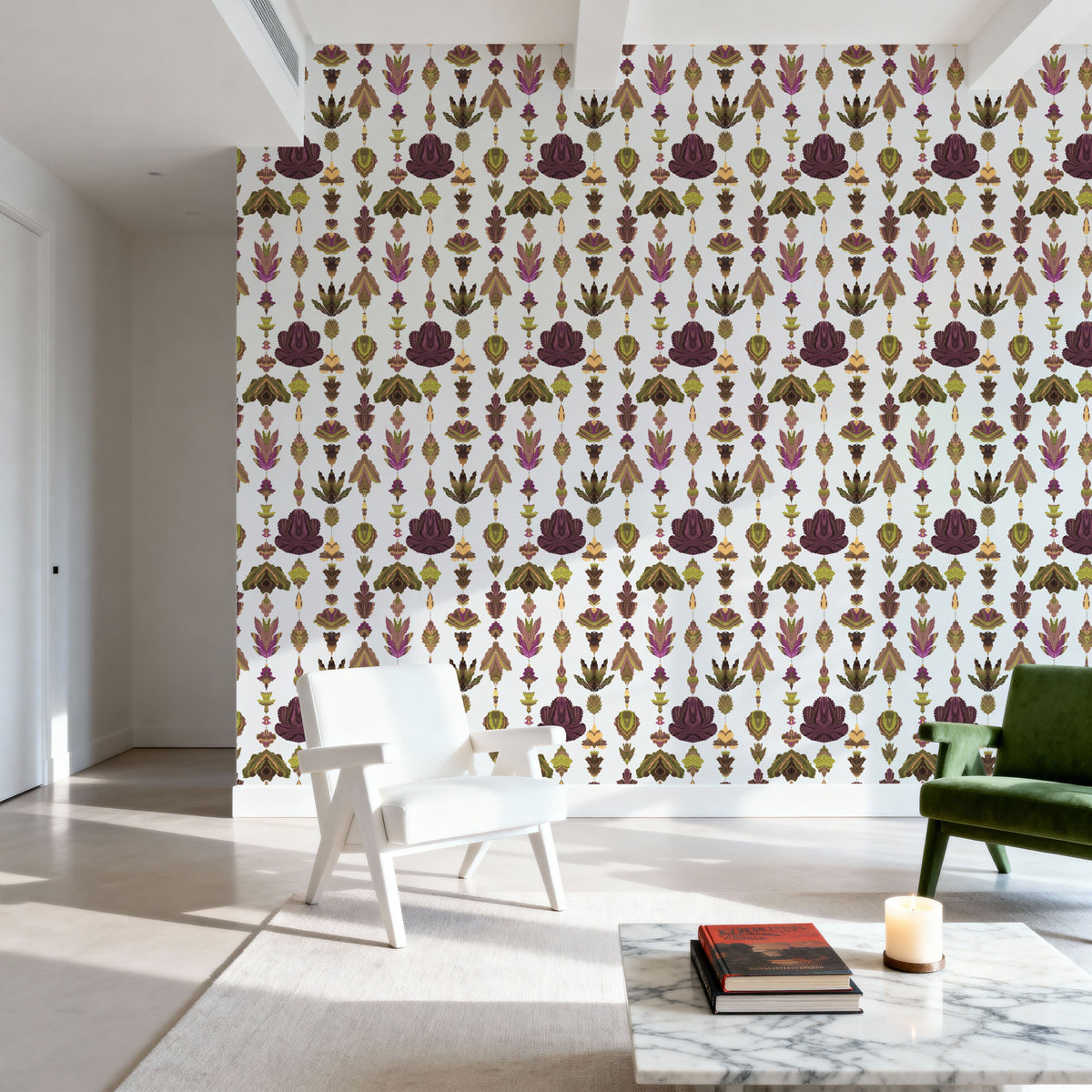 Marble Flowers, Mulberry Mural Wallpaper - room preview 04