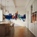Oslo Skyline Blue & Bronze Mural Wallpaper - room preview 04