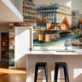 Parisian River Scene with Eiffel Tower Mural Wallpaper - room preview 04