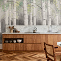 Soft Birches Charcoal Mural Wallpaper - room preview 04