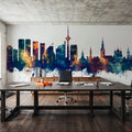 Tallinn Estonia Skyline Blue & Bronze Mural Wallpaper - room preview 04