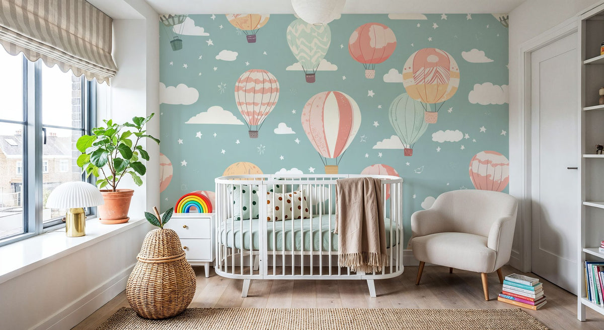 Hot Air Balloon Cloudy Mural Wallpaper - room preview 04