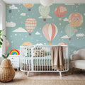 Hot Air Balloon Cloudy Mural Wallpaper - room preview 04