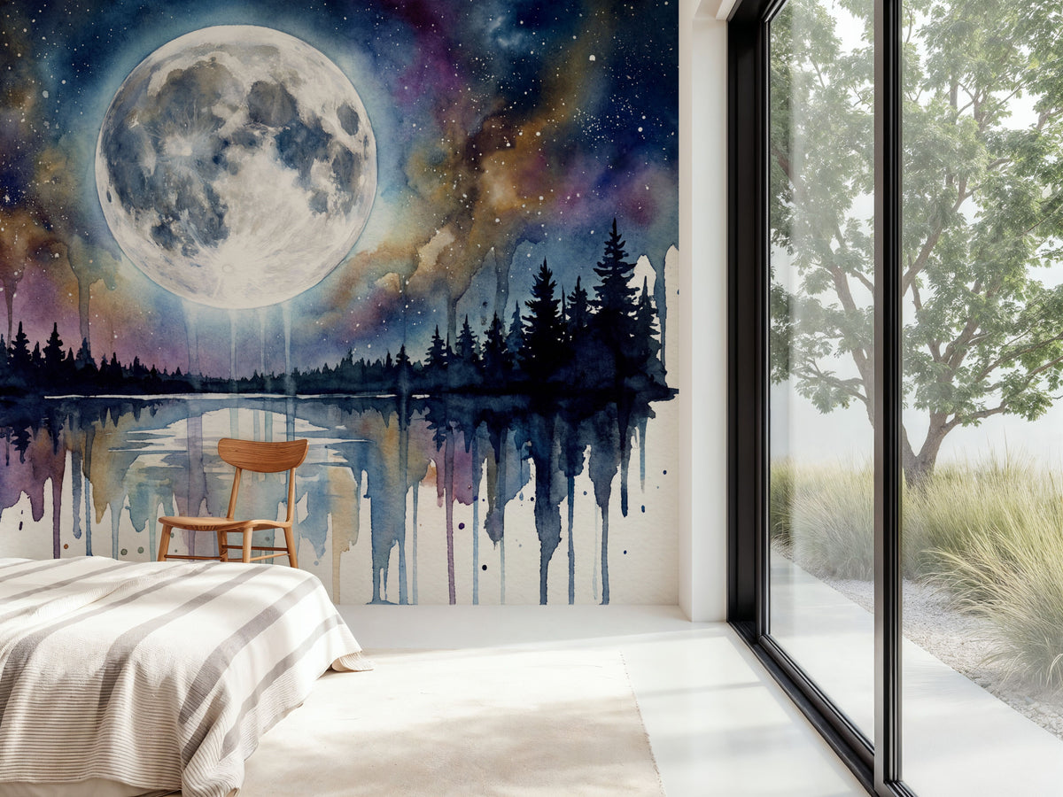 Forest Lake - Powerful Moon Series Mural Wallpaper - room preview 04