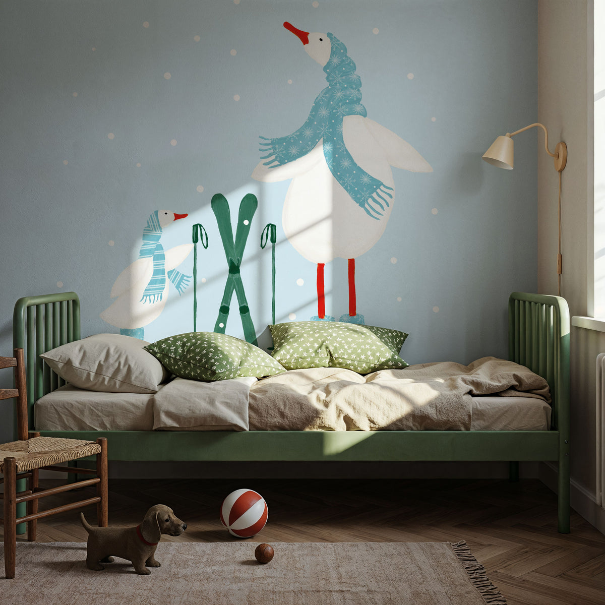 Ducks in the Snow IV Mural Wallpaper - room preview 04