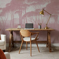 Mediterranean Pine Landscape, Dusty Pink Mural Wallpaper - room preview 04