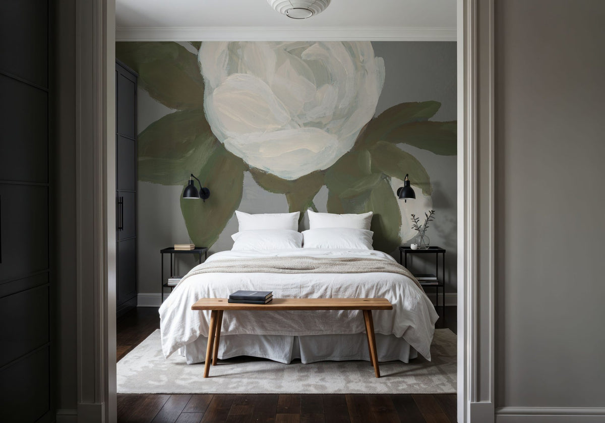 Sweet Peony Gray Mural Wallpaper - room preview 04