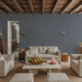 Faux Cloth Texture, Denim Blue Mural Wallpaper - room preview 04