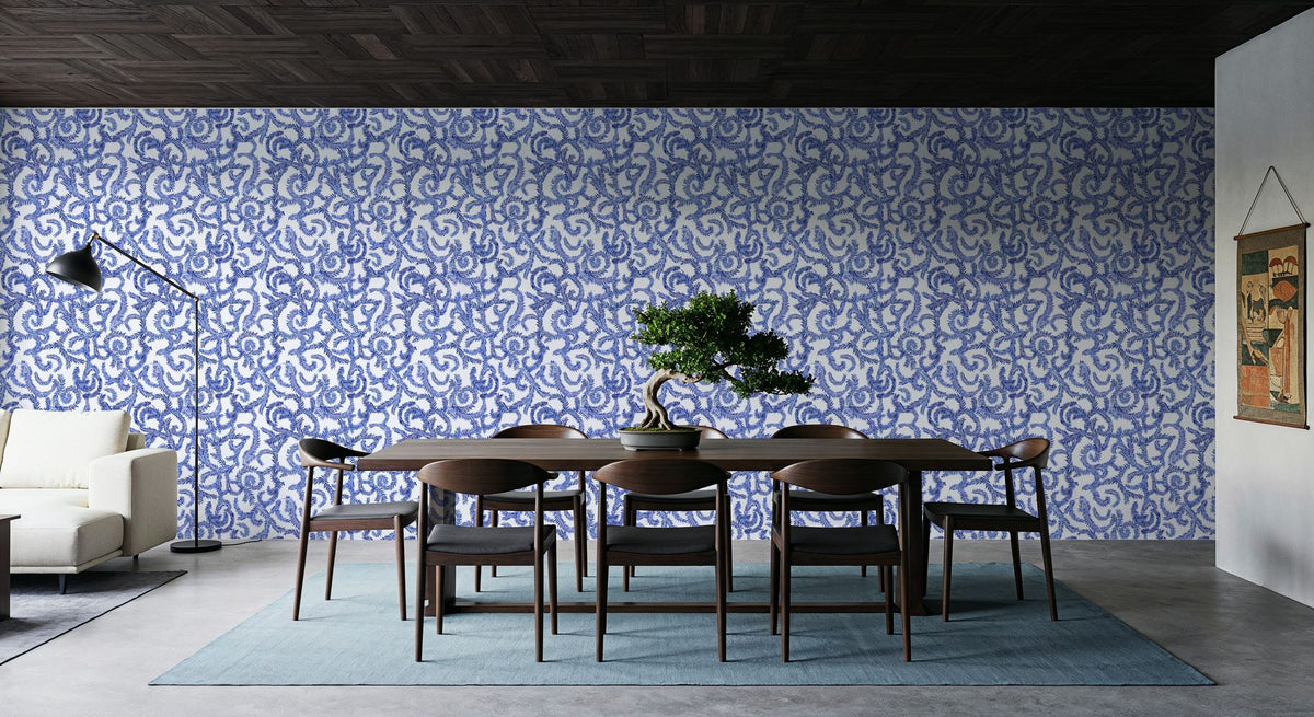 Olive Tree, Indigo Mural Wallpaper - room preview 04