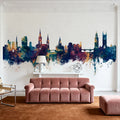 Cork Ireland Skyline Blue & Bronze Mural Wallpaper - room preview 04
