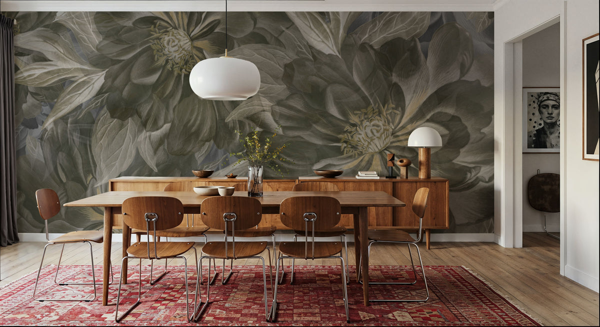 Peony Study - Seaweed and Stone Mural Wallpaper - room preview 04