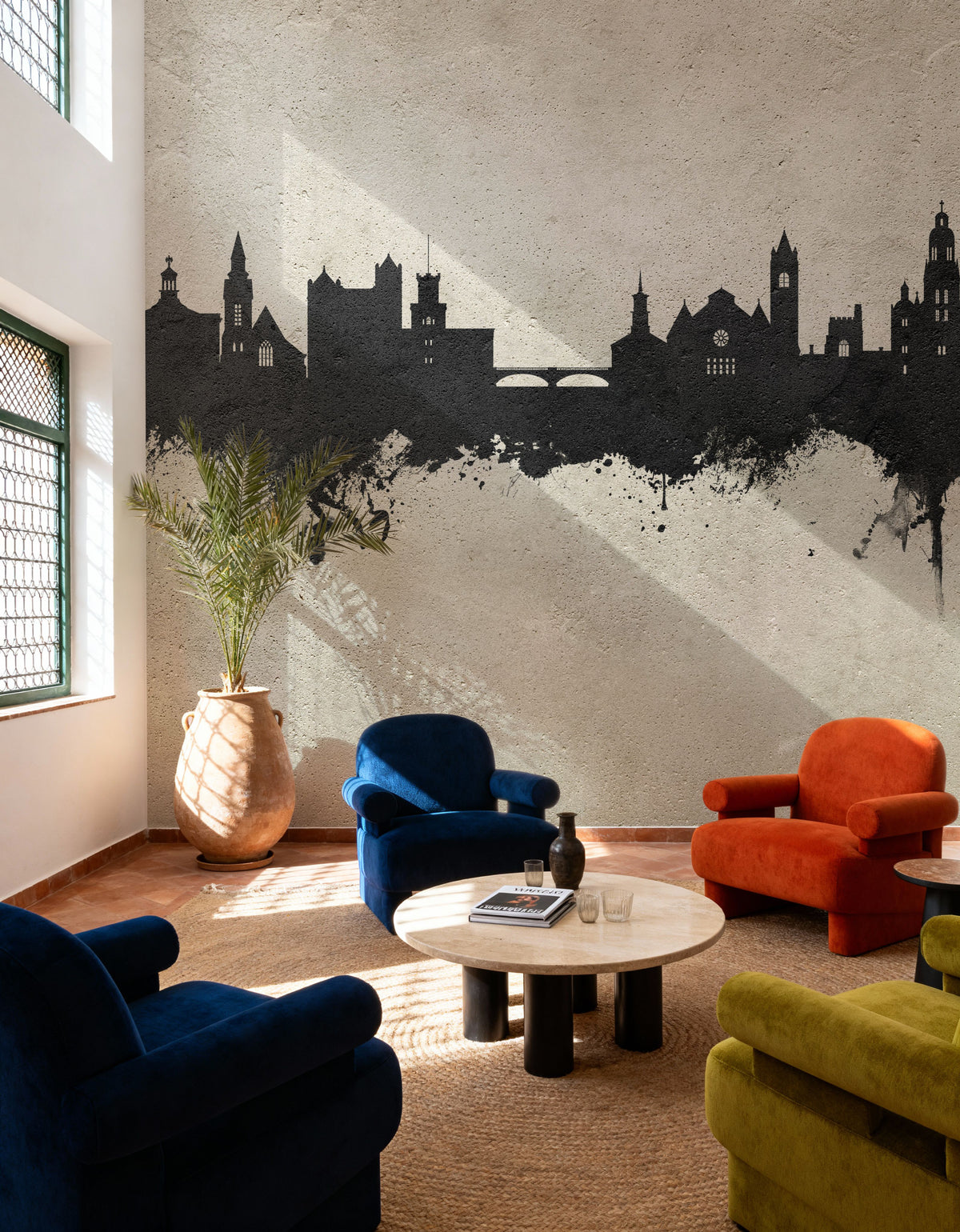 Nashua New Hampshire Skyline Concrete Mural Wallpaper - room preview 04