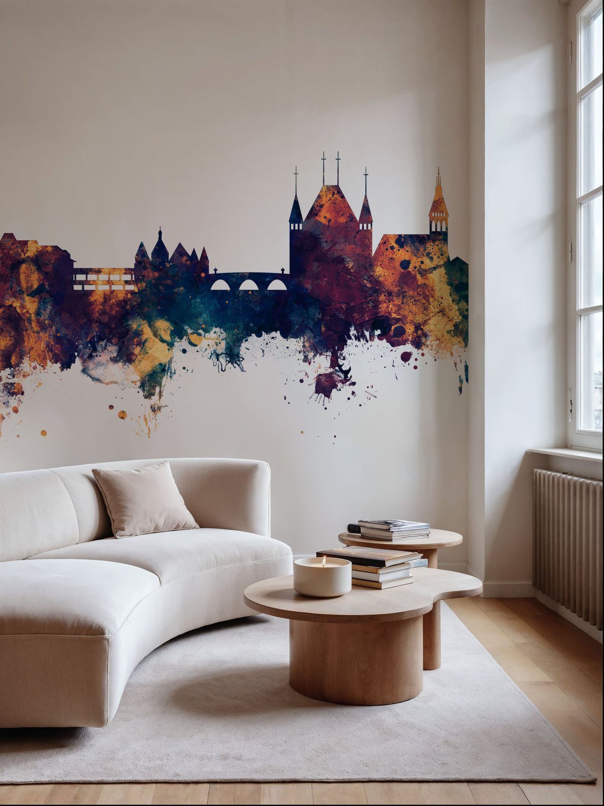 Thun Switzerland Skyline Blue & Bronze Mural Wallpaper - room preview 04