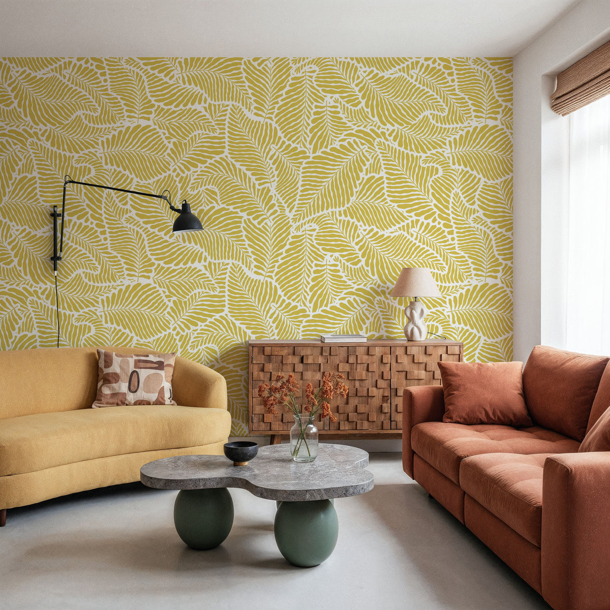 Fern Cut-Outs Pattern, Citrus Mural Wallpaper - room preview 04