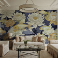 Dancing Fish, Yellow on Purple Mural Wallpaper - room preview 04