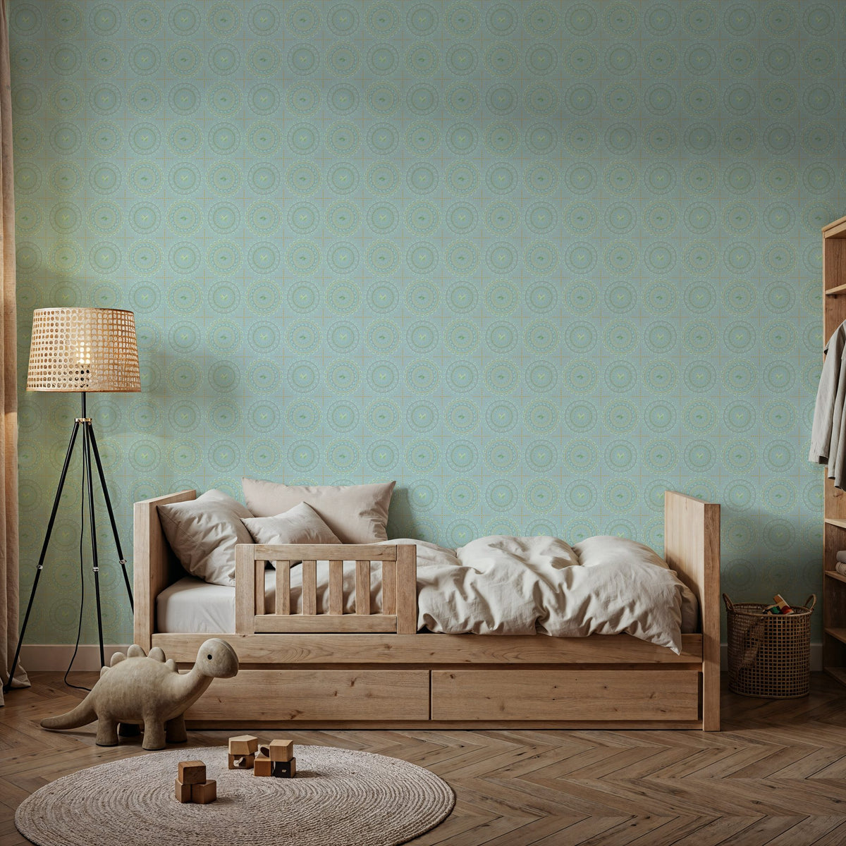 Flutterby Stacks Sky Blue Mural Wallpaper - room preview 04