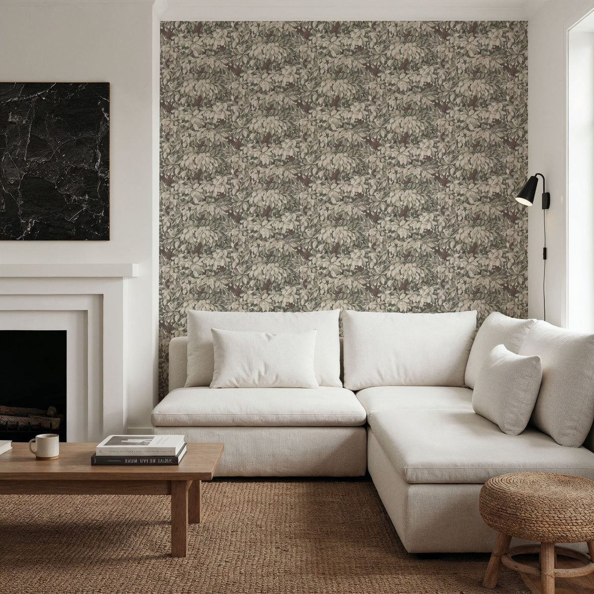 Tree Bower, Khaki Mural Wallpaper - room preview 04