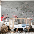 Flamingo Tapestry Mural Wallpaper - room preview 04