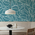Fern Cut-Outs Pattern, Teal Mural Wallpaper - room preview 04