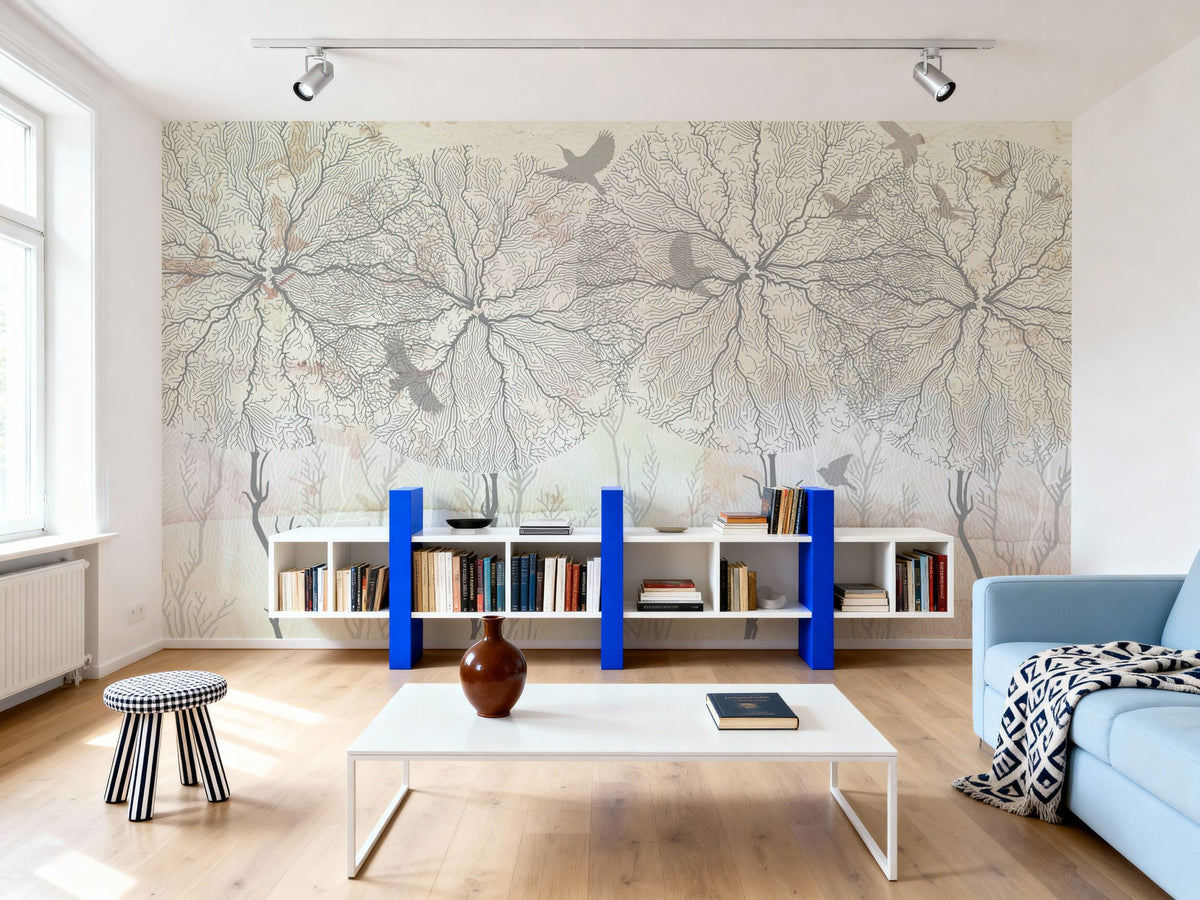 Shade of Trees Yellow Mural Wallpaper - room preview 04