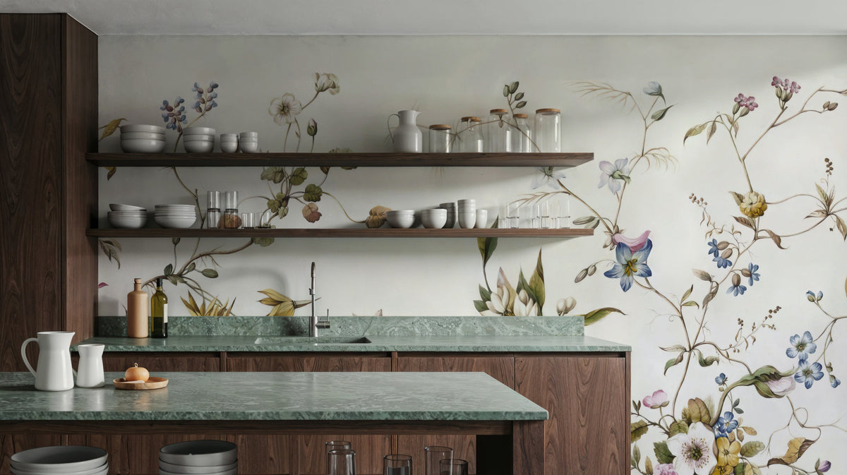 My Floral Abode, Lime Mural Wallpaper - room preview 04