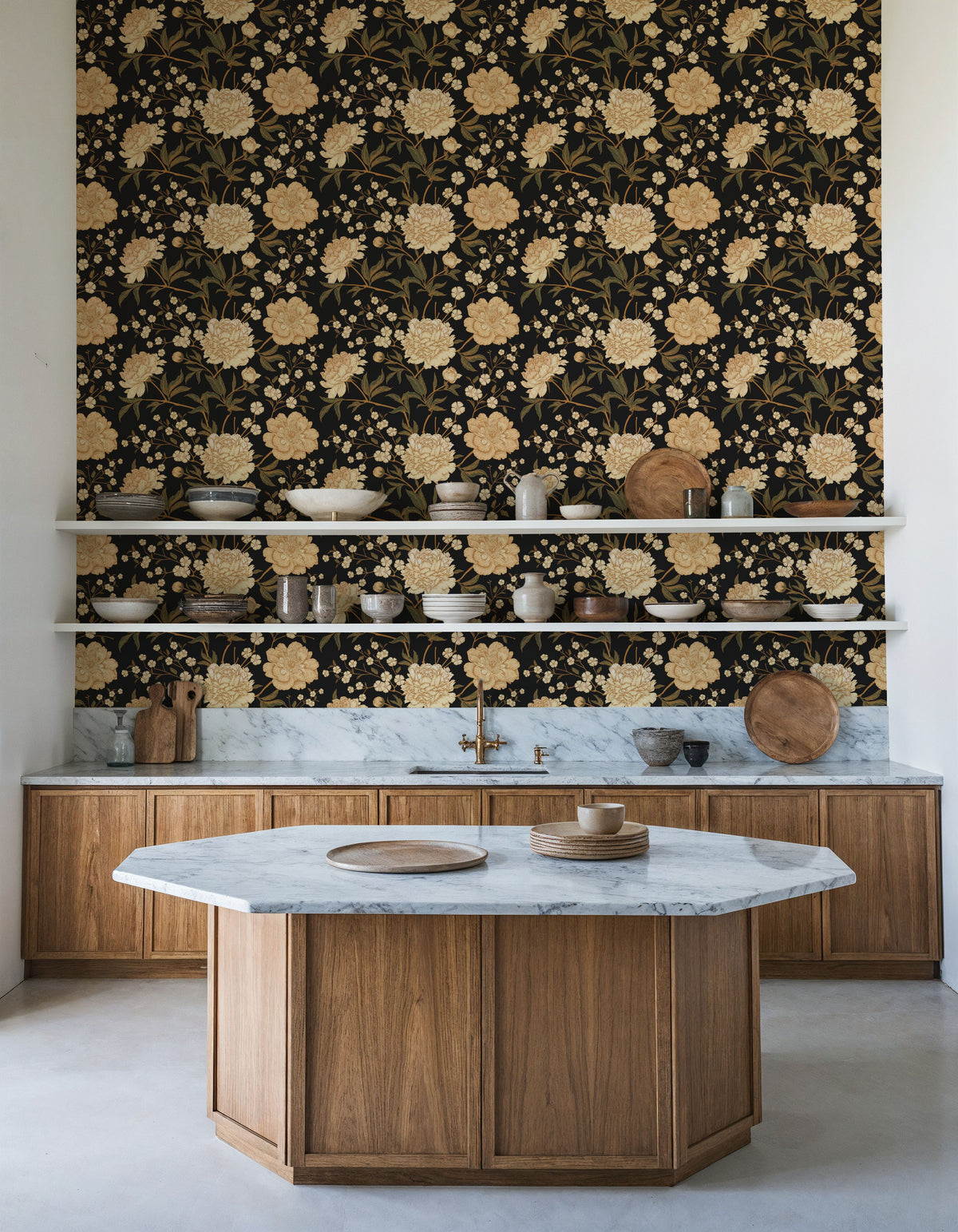 Vintage Peonies Pattern Mural Wallpaper - room preview 04