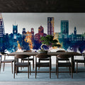 Kingston Upon Thames England Skyline Blue & Bronze Mural Wallpaper - room preview 04