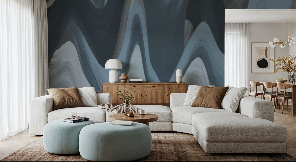 Abstract Paints, Denim Mural Wallpaper - room preview 04