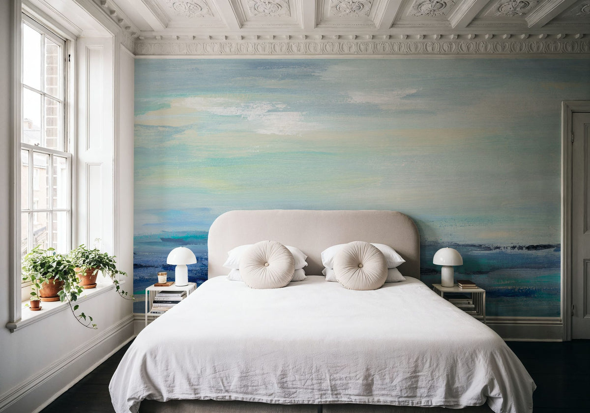 Turquoise Sea Waves I Mural Wallpaper - room preview 04