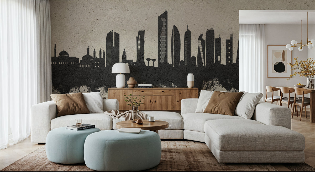 Kuwait City Skyline Concrete Mural Wallpaper - room preview 04