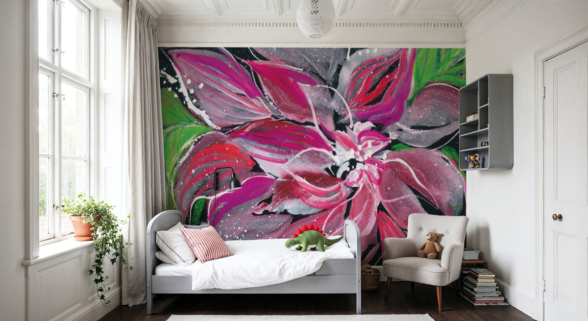 Festive Floral Mural Wallpaper - room preview 04