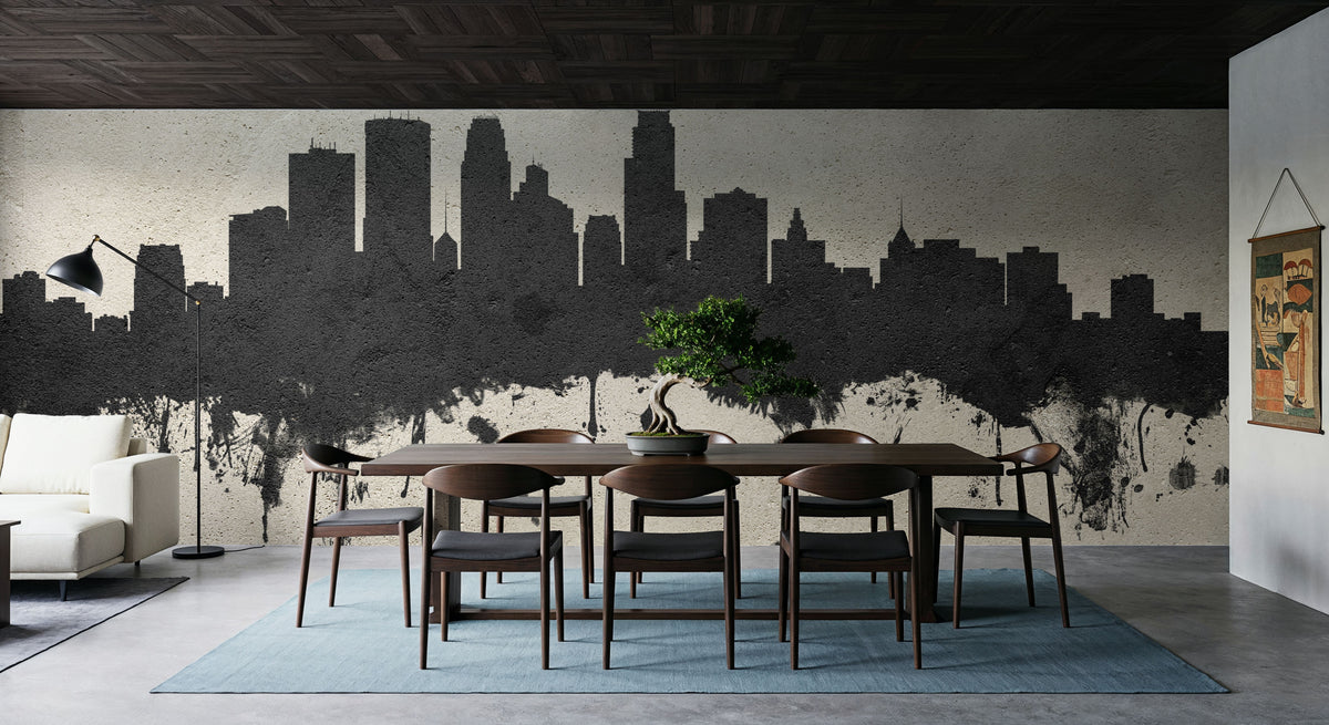 Minneapolis Minnesota Skyline Concrete Mural Wallpaper - room preview 04