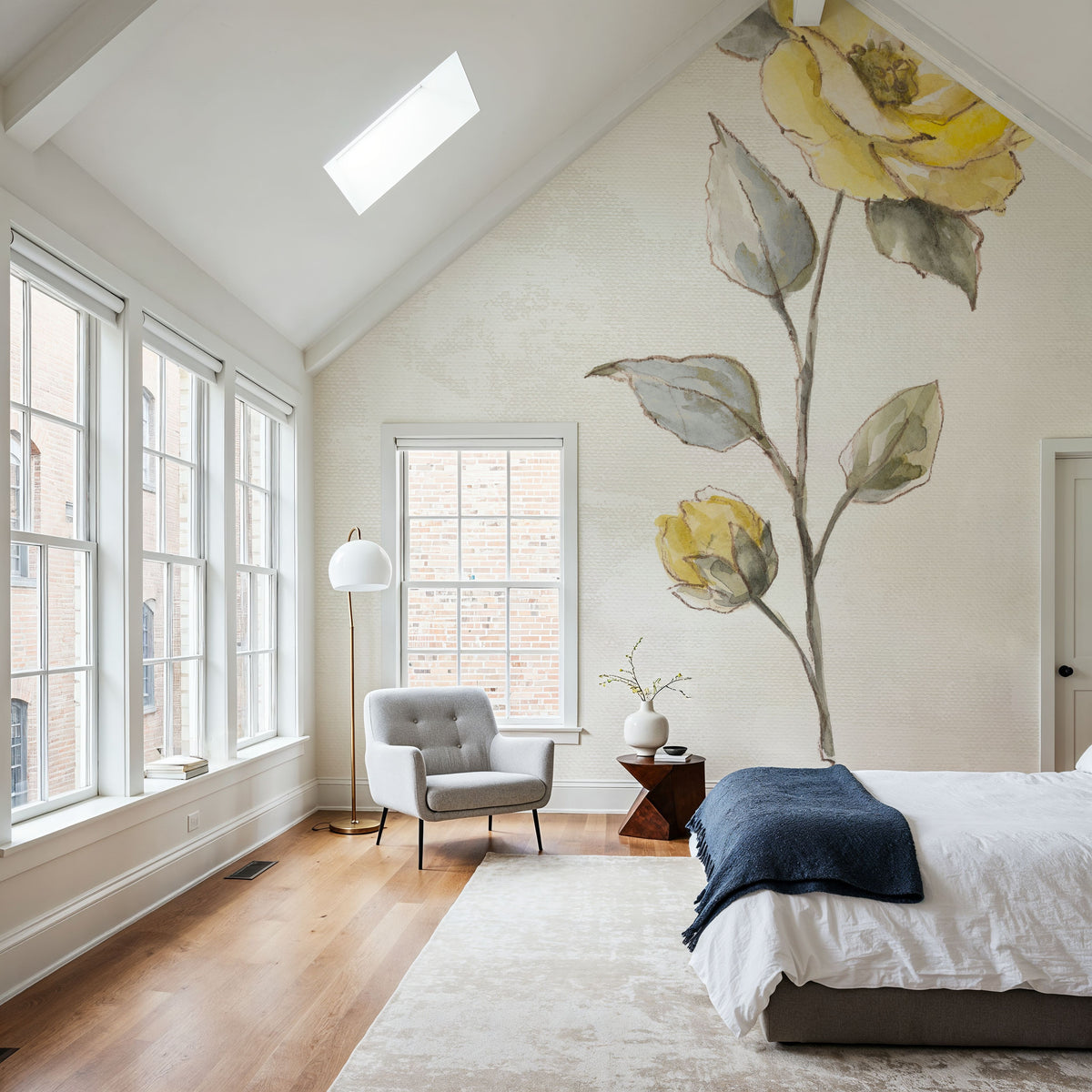 Sunny Roses Flower I Mural Wallpaper - room preview 04