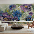 Bold Blue and Lavender Flowers Mural Wallpaper - room preview 04