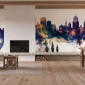 Quebec Canada Skyline Blue & Bronze Mural Wallpaper - room preview 04