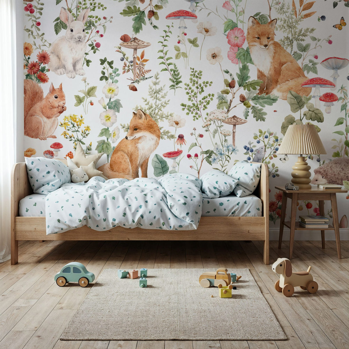 Dwellpaper Baby Animals Nordic Fauna, White Mural Wallpaper image 4