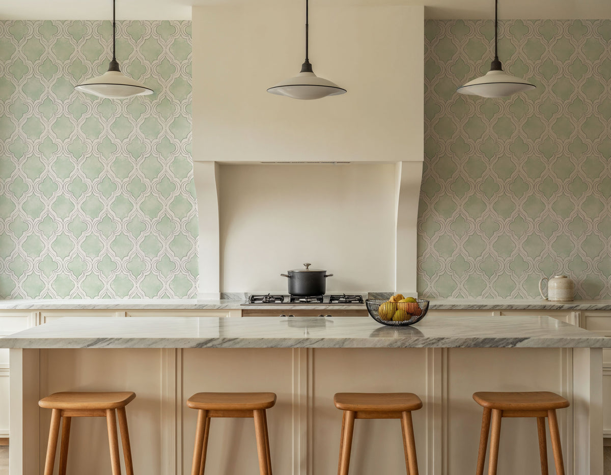 Organic Lines Green Mural Wallpaper - room preview 04