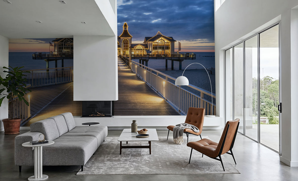Sellin Pier At Night Mural Wallpaper - room preview 04