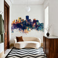 New Orleans Louisiana Skyline Blue & Bronze Mural Wallpaper - room preview 04