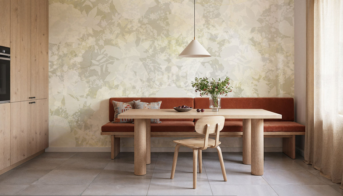 Flower Silhouette Yellow Mural Wallpaper - room preview 04